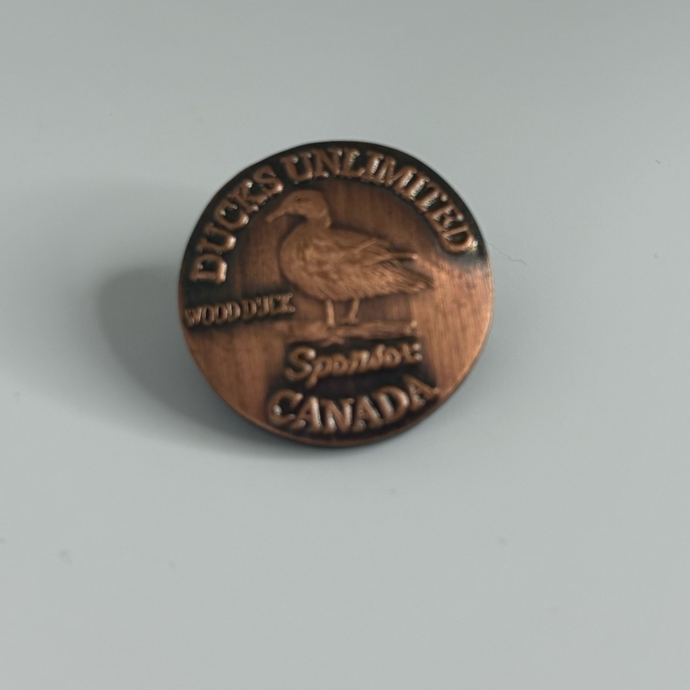 Bronze Ducks Unlimited Canada sponsor pin, 2008, wood duck
